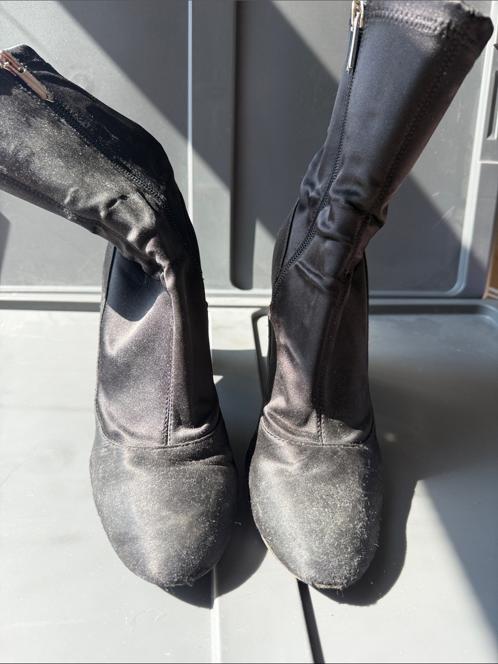 Women's Black Stretch Sock Boot with Heel